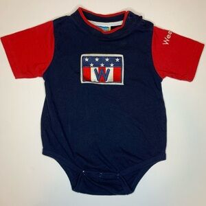 Vintage 90s Weebok Baby One Piece 18 Months USA Theme Embroidered Flag Reebok
